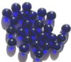 20 12mm Round Transparent Cobalt Glass Beads